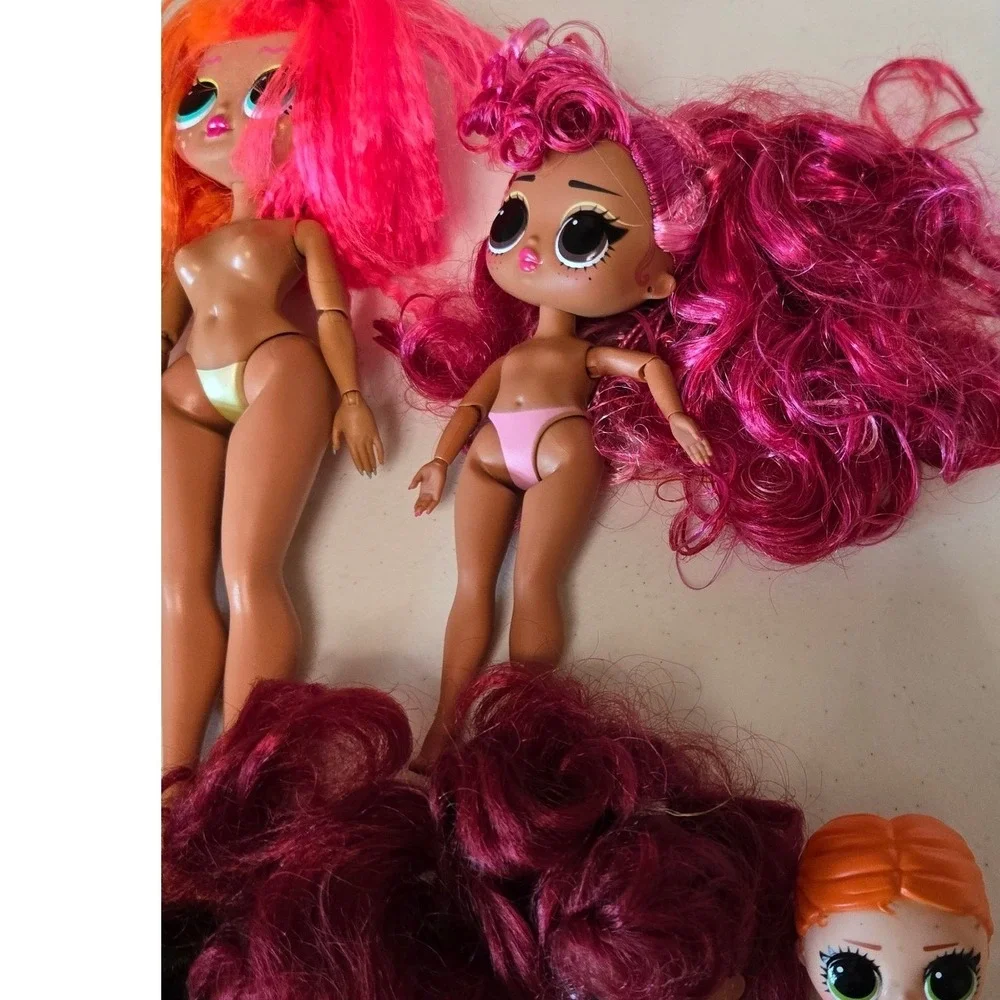 LOL Surprise OMG JK Tots Doll Lot 11pc MGA Mixed Fashion Dolls Pink Orange Hair
